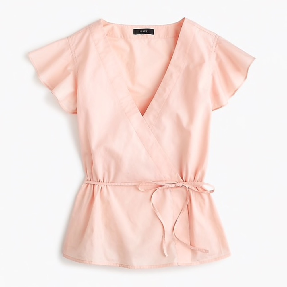 J. Crew Pink Flutter Sleeves Top